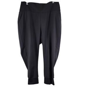 Adidas Athletic Pants Womens XL Black Crop Tapered Made w Recycled Material